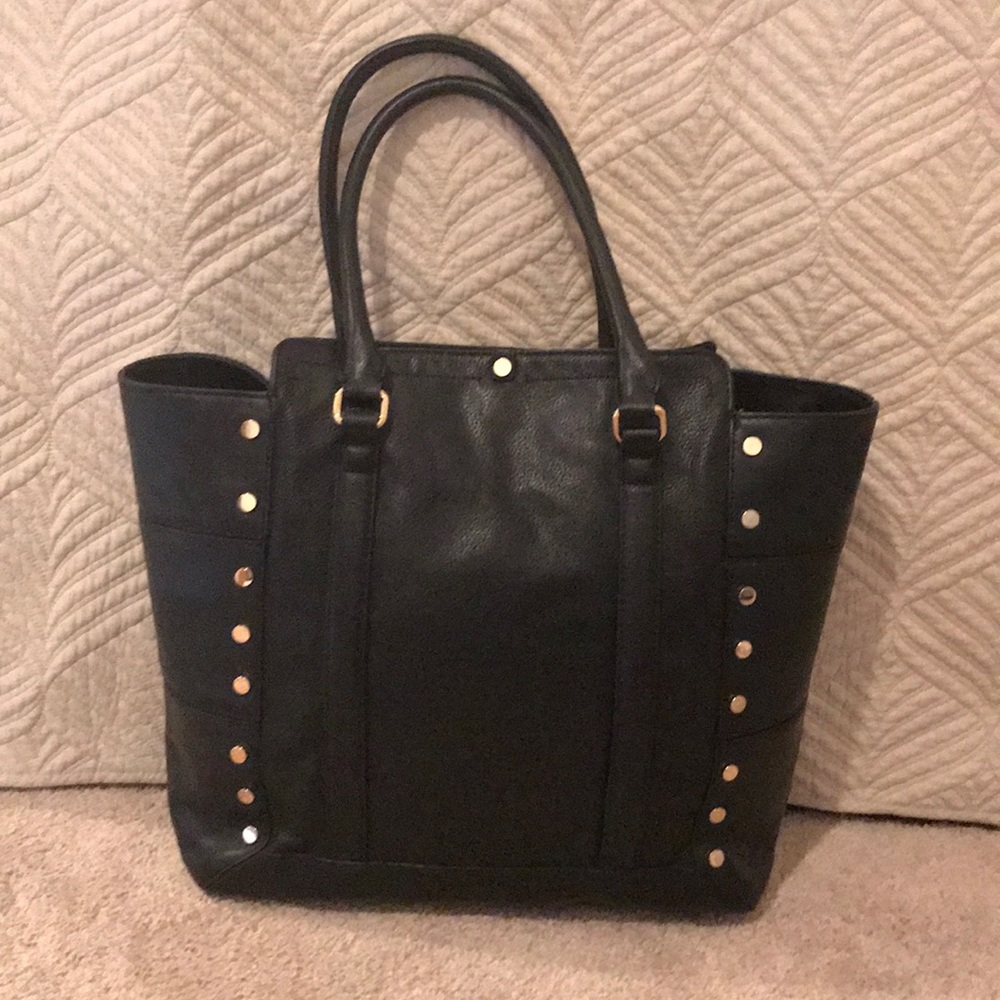 Kelsi Dagger black leather bag w/gold hardware! - Picture 1 of 3